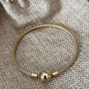 Pandora Gold Mesh charm  Bracelet